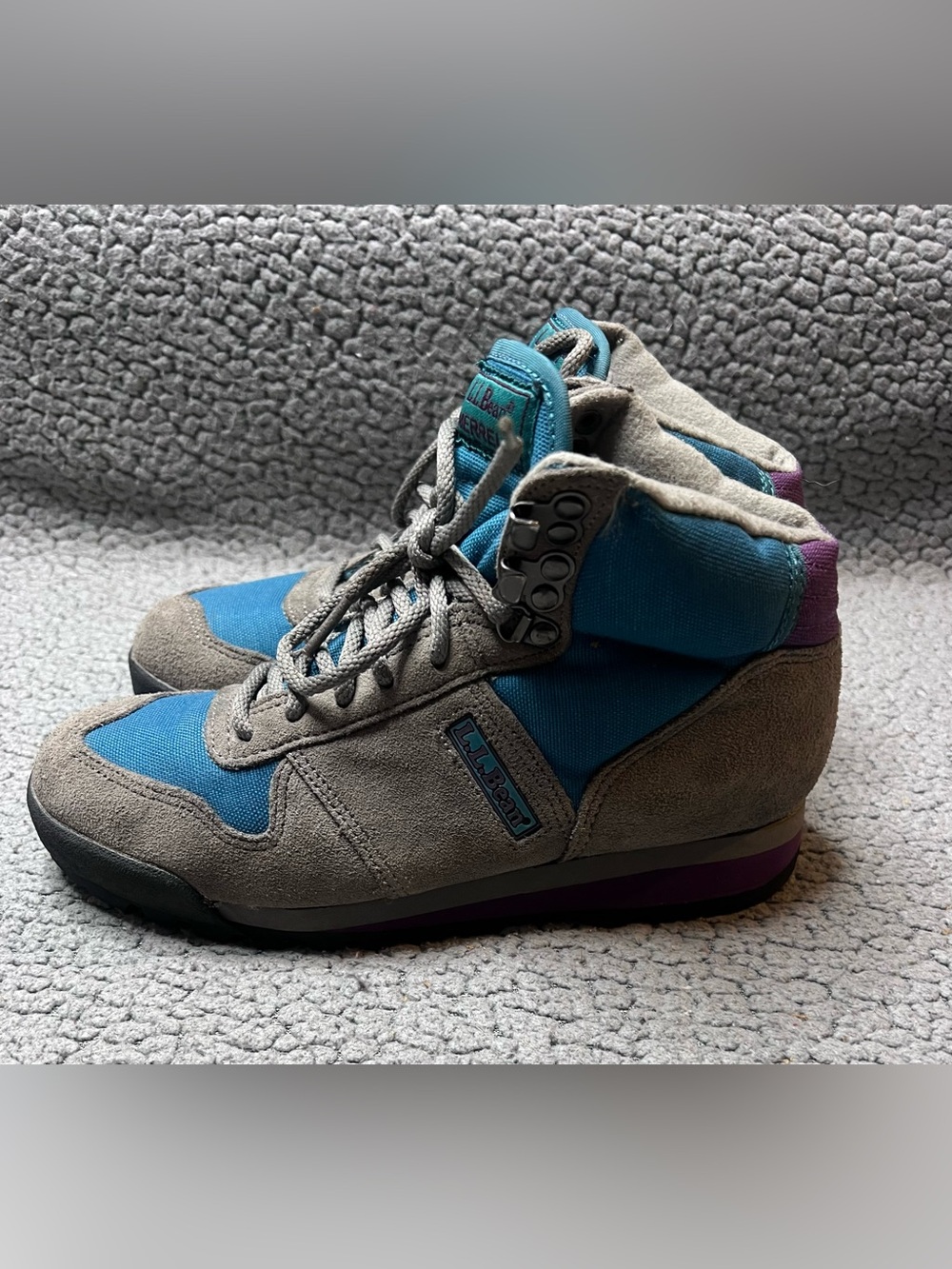 Vntage L.L. Bean Merrell Hiking Boots Womens Size 7 Gray And Blue